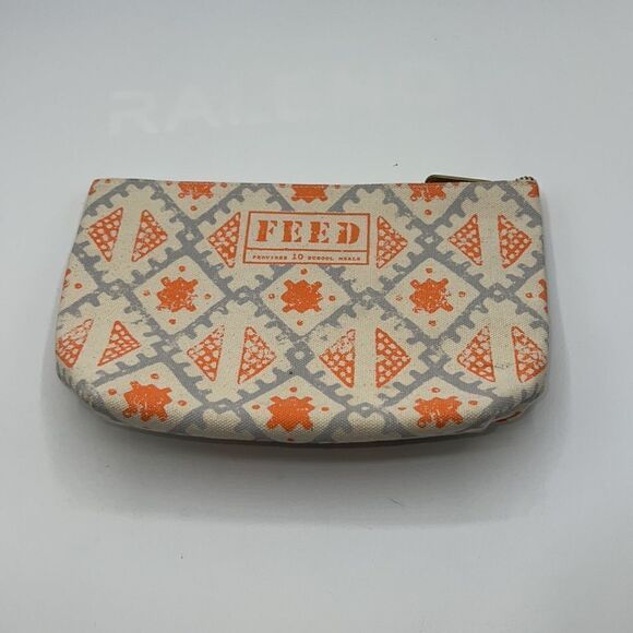 THE FEED PROJECT Orange and Grey Zip Pouch Cosmetic Bag - Picture 2 of 4